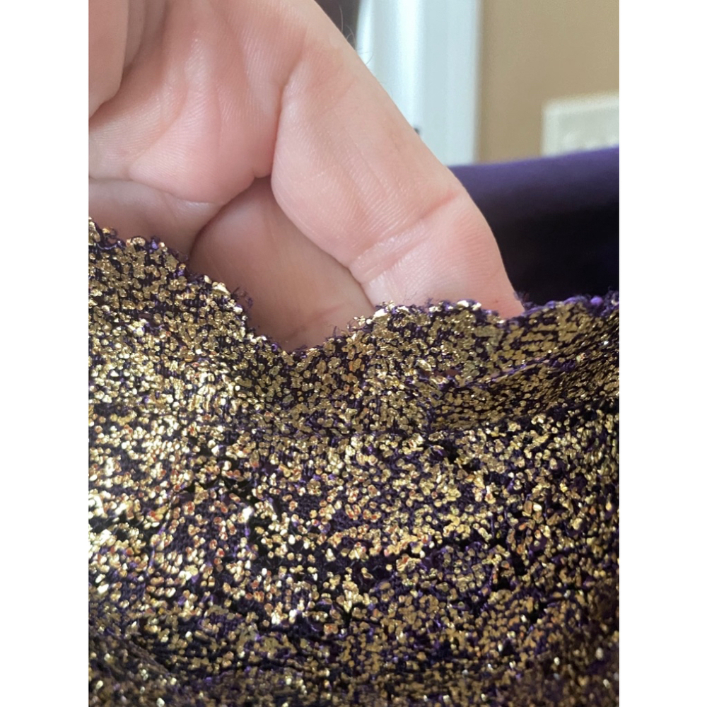MARINA GOLD & PURPLE LACE DRESS SIZE  14 - Picture 7 of 8